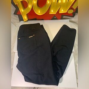 MICHAEL KORS Black Stretch Pant
Gold MK Logo Hardware 
Size-Large
Used Like New